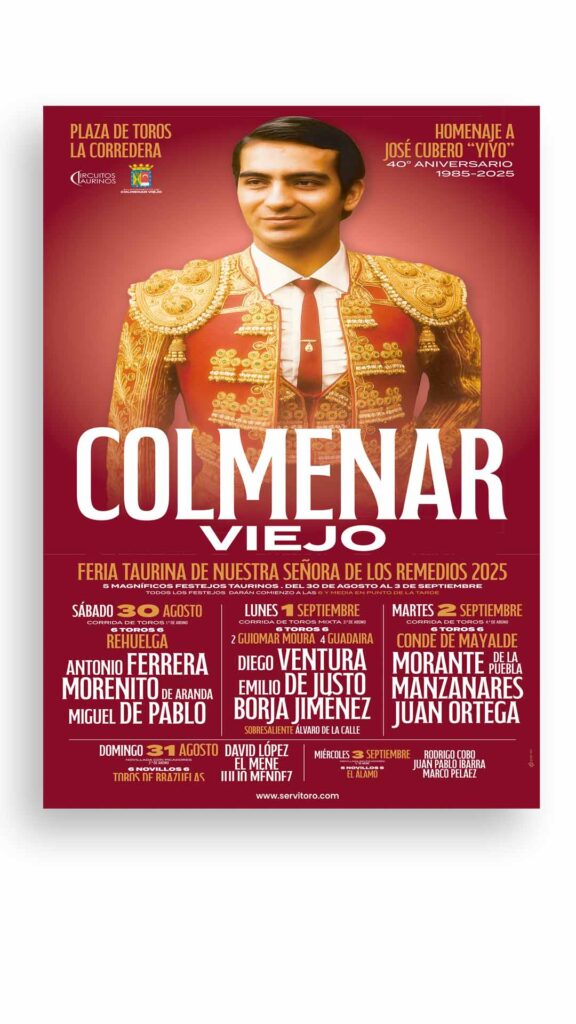 Carteles toros Colmenar Viejo 2025 - memoria a el Yiyo